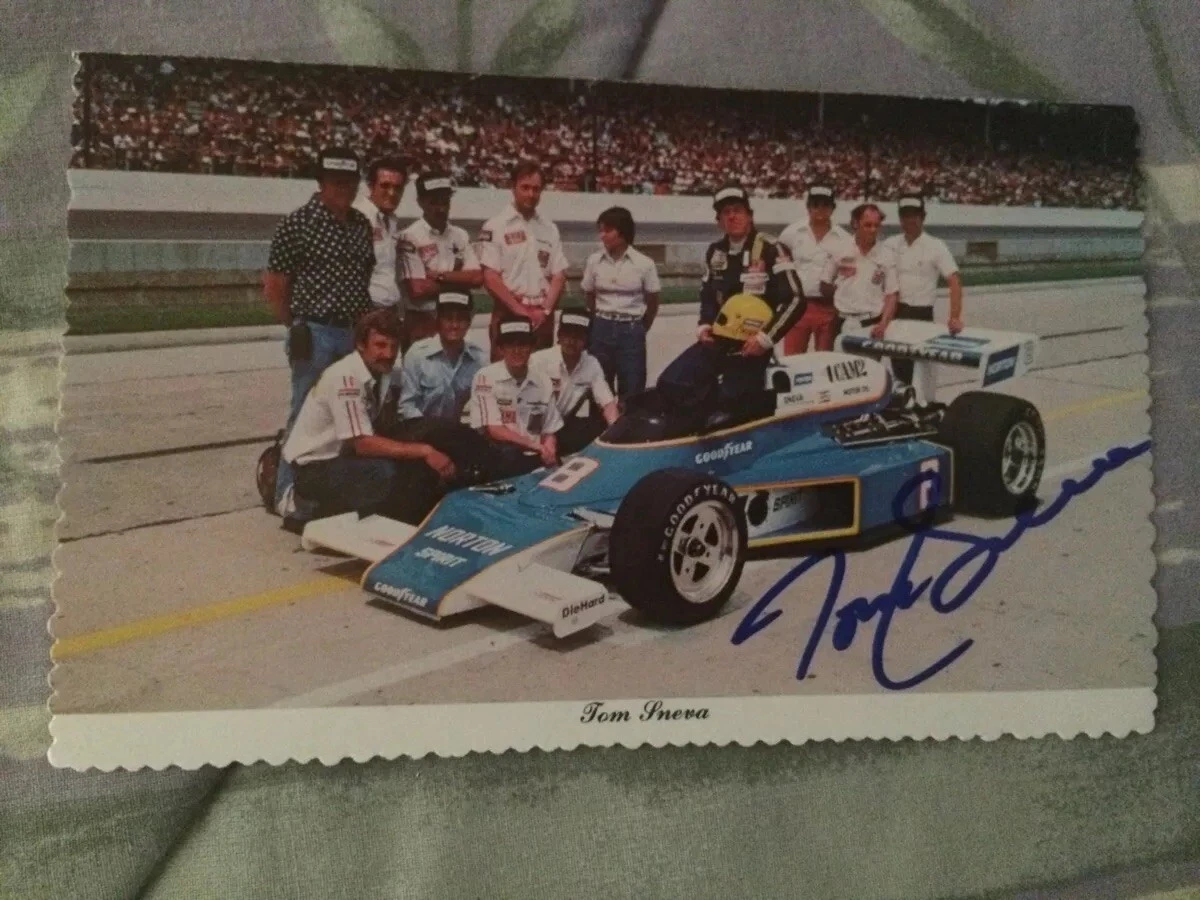 Tom Sneva Signed Indy 500 Postcard Indianapolis First To Qualify 200 Mph Auto
