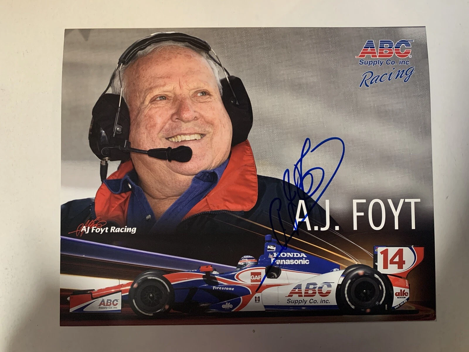 A J Foyt Signed Indianapolis 500 Promo Card Indy Car Autographed