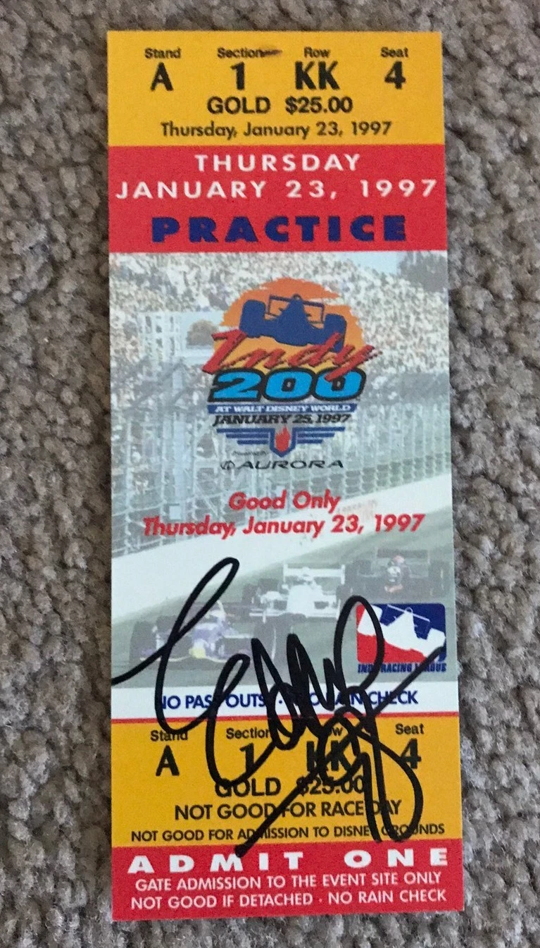Eddie Cheever Jr 1997 Winner Signed Indy 200 Ticket Stub Autographed