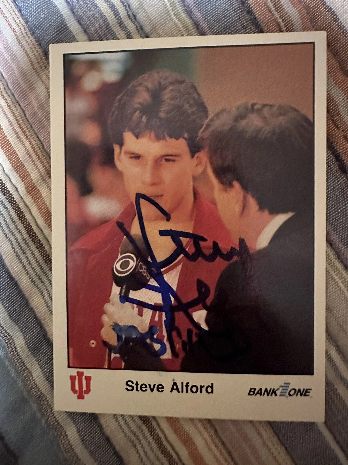STEVE ALFORD SIGNED TRADING CARD AUTOGRAPHED INDIANA HOOSIERS IU BANK ONE 1 COLLECTIBLE MEMORABILIA