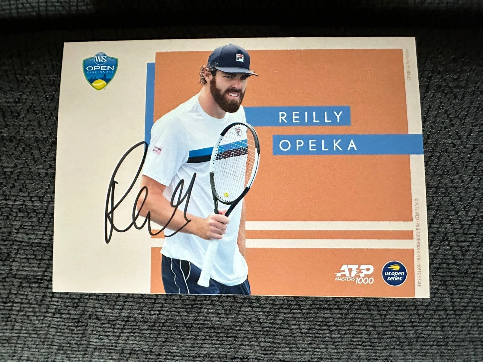 Reilly Opelka SIGNED Picture Card TENNIS 2022 Western Southern Open Cincy