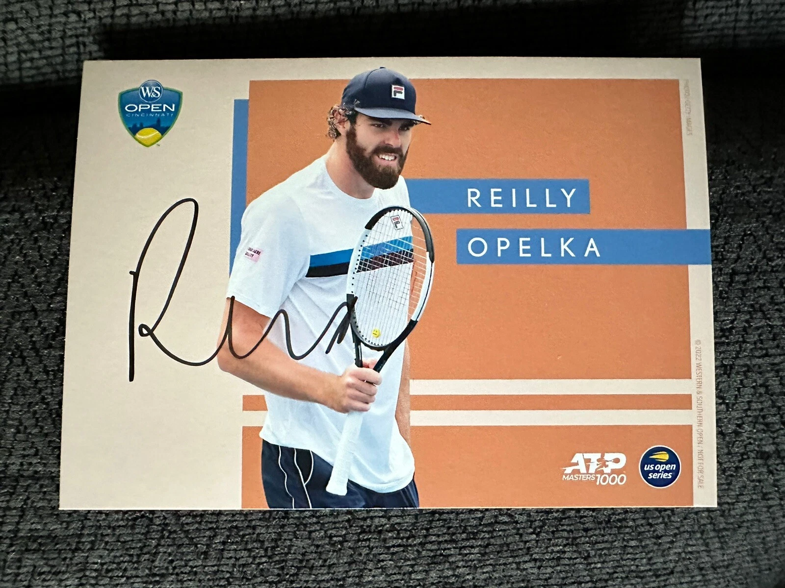 Reilly Opelka SIGNED Picture Card TENNIS 2022 Western Southern Open Cincy