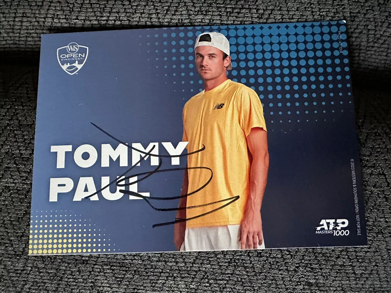 Tommy Paul SIGNED Picture Card TENNIS 2023 Western Southern Open Cincy