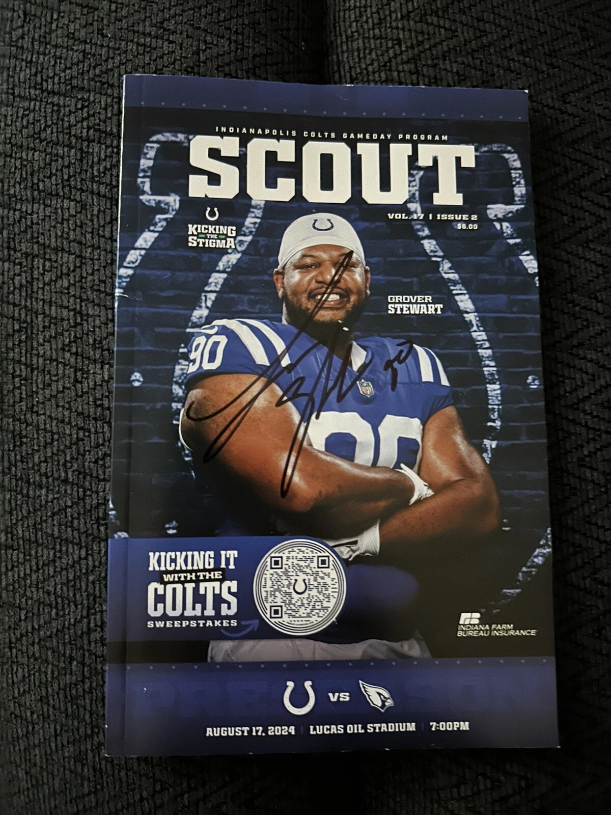 2024 Indianapolis Colts Grover Stewart Signed Scout Program Magazine 8/17/24