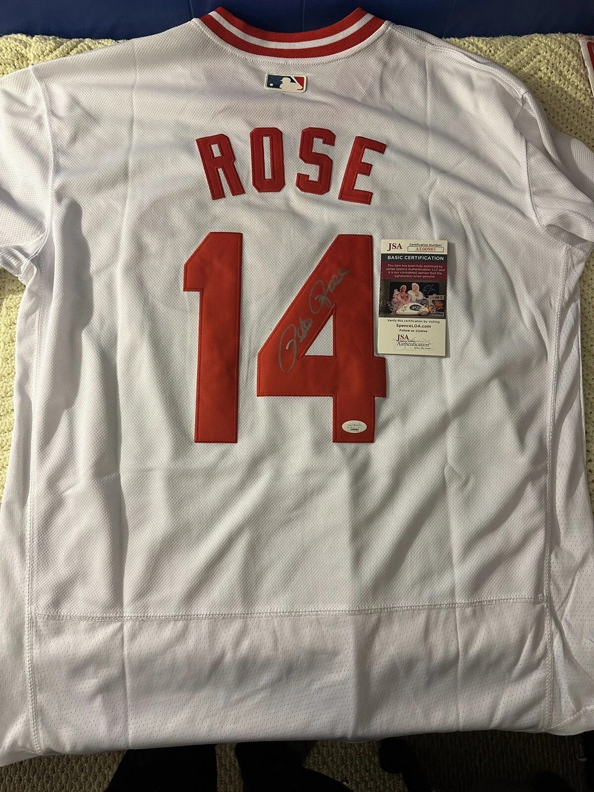 Pete Rose SIGNED Reds Jersey Stitched XL JSA Authentication COA
