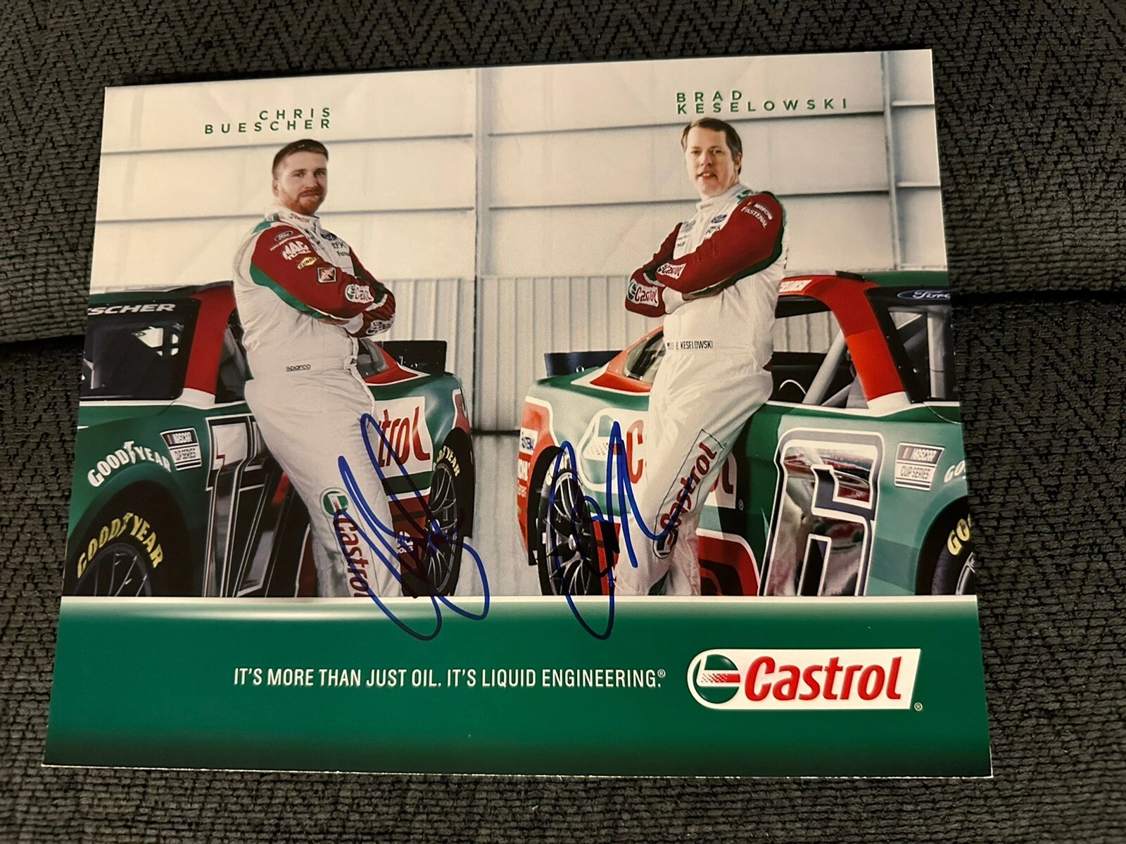 Brad Keselowski Chris Buescher Signed Promo Hero Card Nascar Cup Autograph 2022