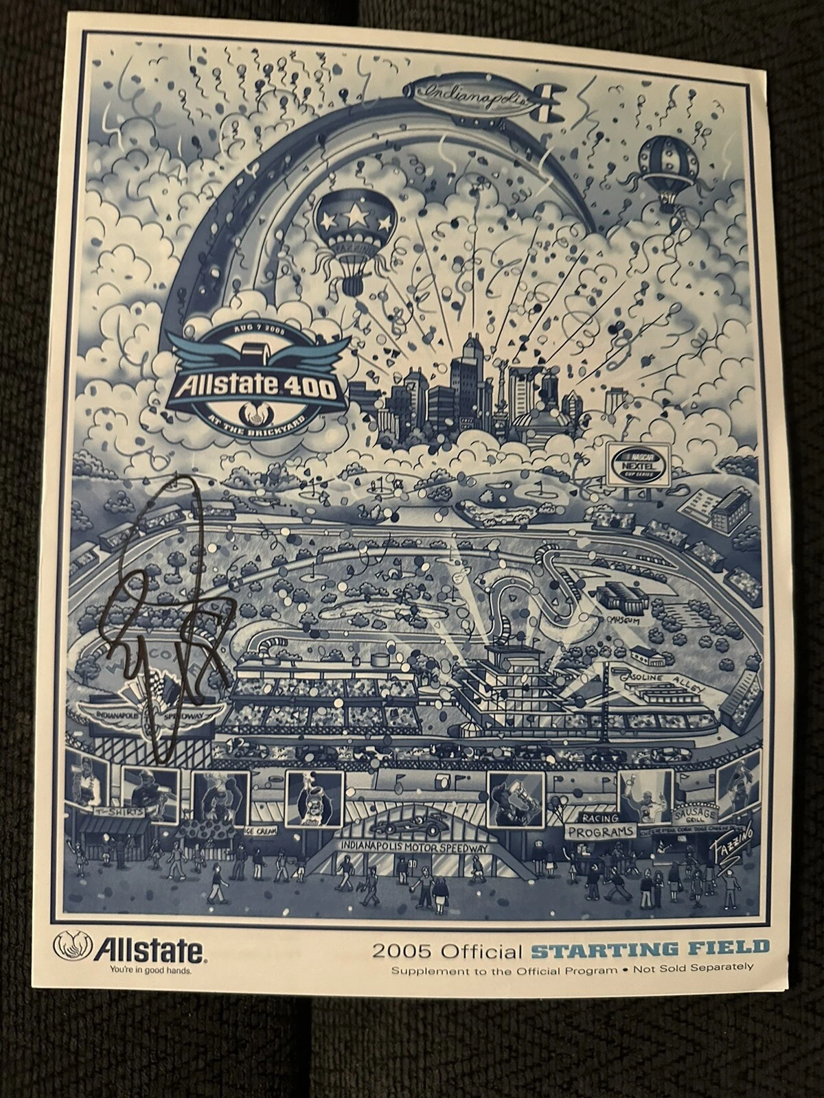 Brickyard 400 Starting Field Line-up Nascar Signed Pole 2005 Elliott Sadler