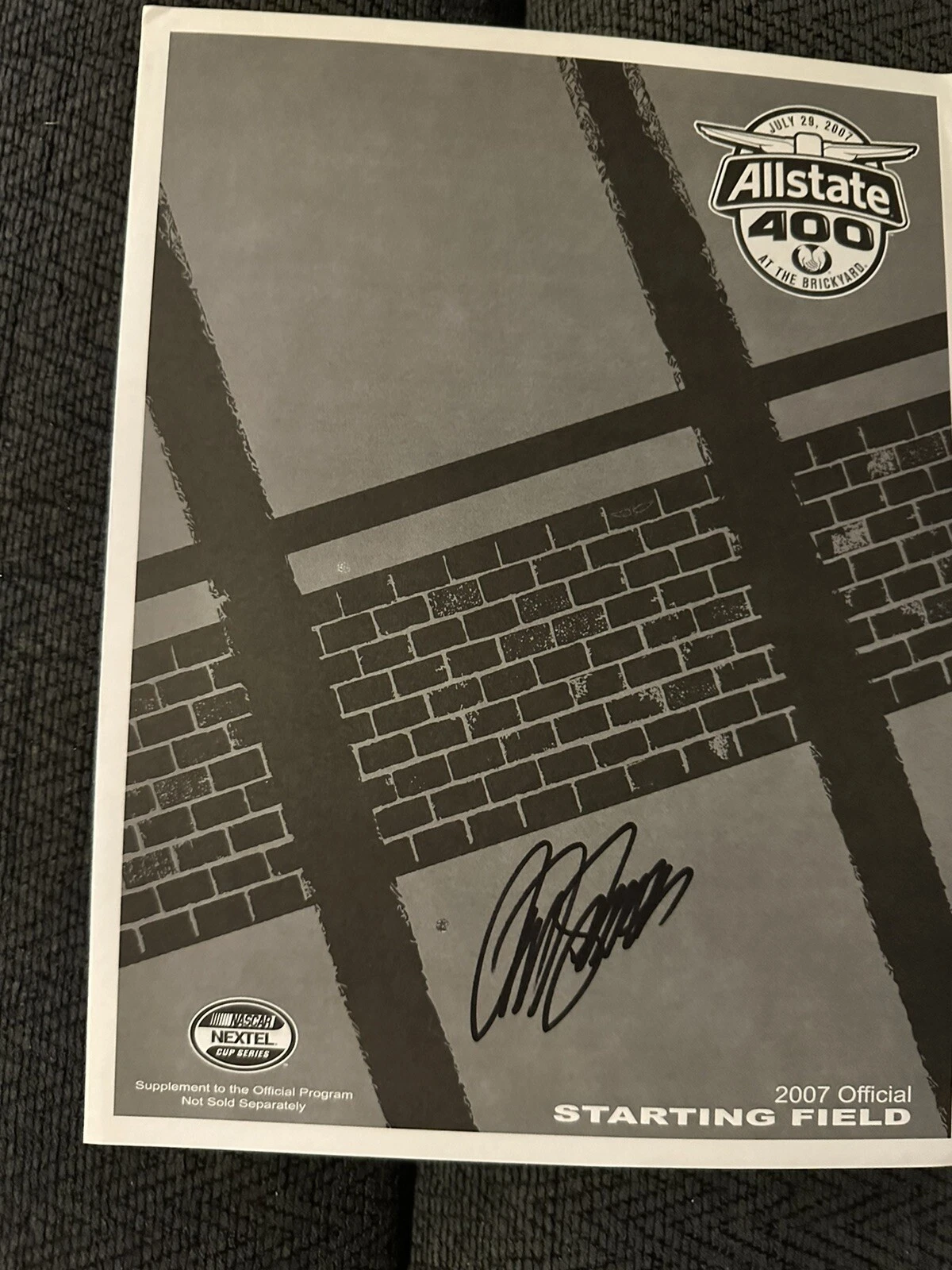Brickyard 400 Starting Field Line-up Nascar Signed Pole 2007 Reed Sorensen
