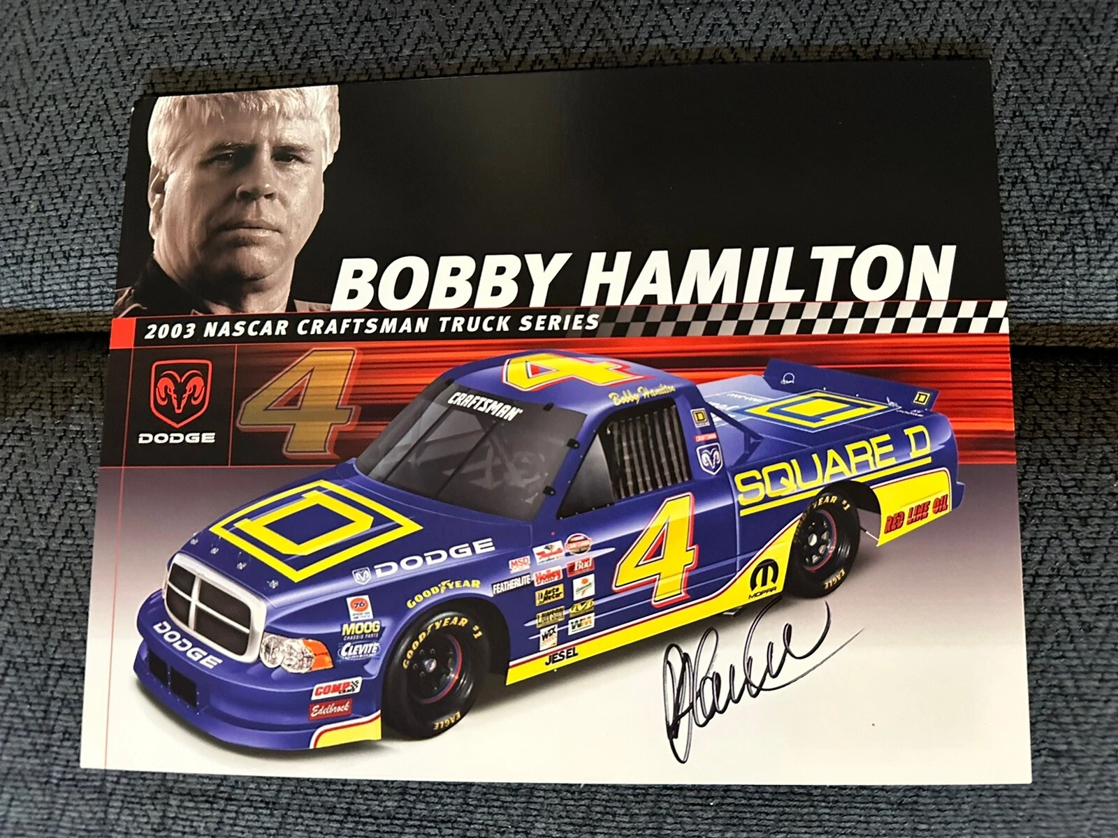 Bobby Hamilton Signed Promo Hero Card Nascar Autographed