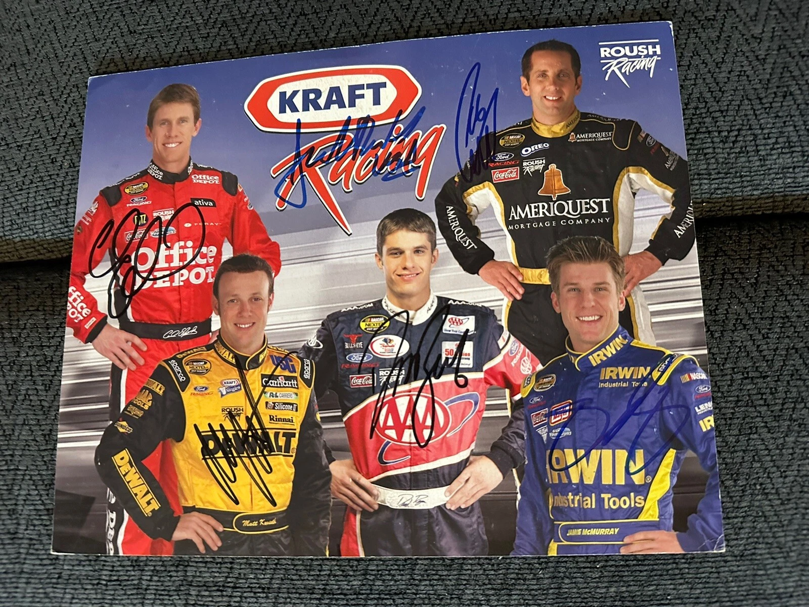 Jack Roush Matt Kenseth Carl Edwards Greg Biffle Mcmurray Ragan Signed Hero Card
