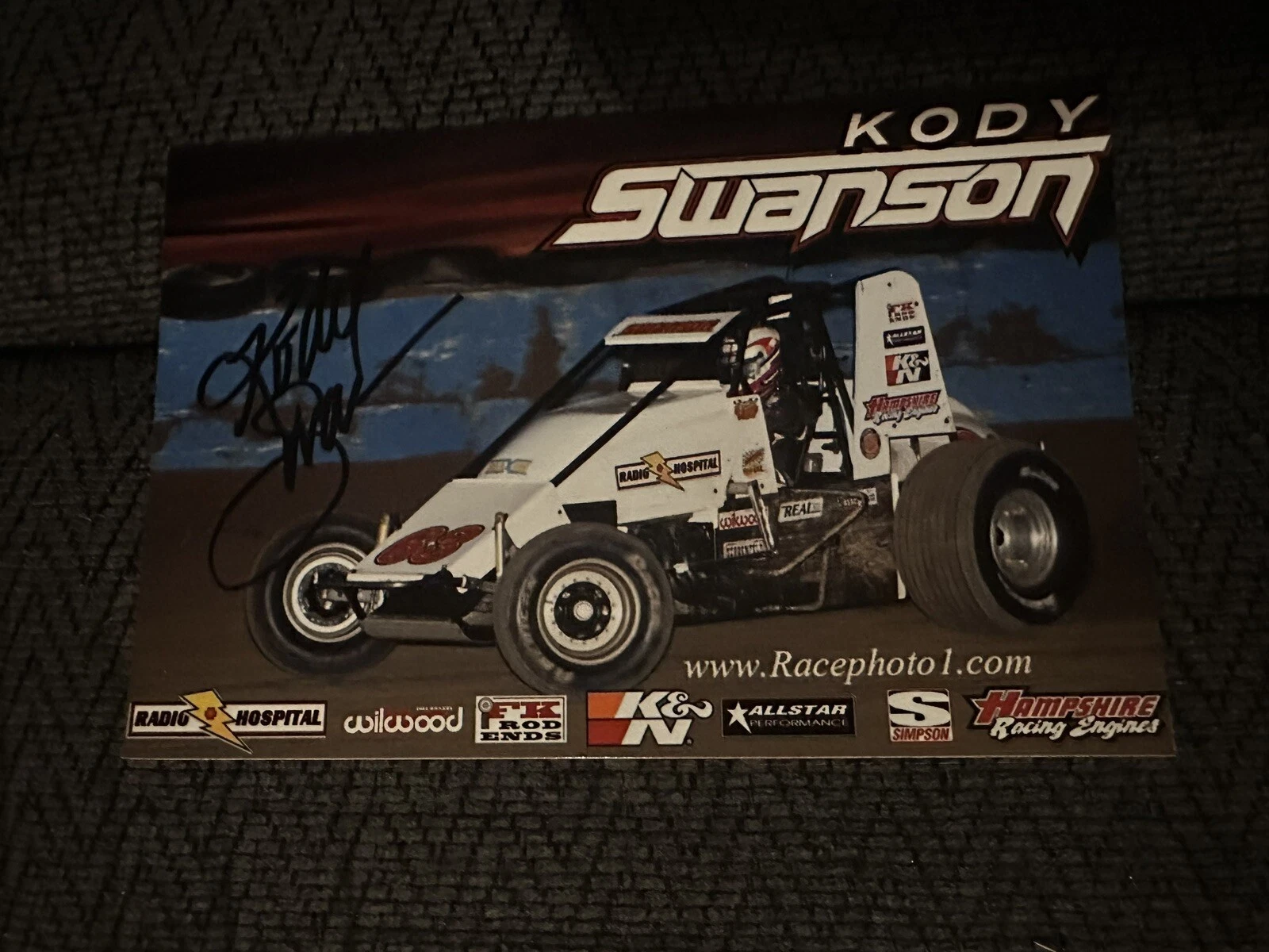 Kody Swanson Signed Promo Hero Card Open Wheel Sprint Car Midget USAC
