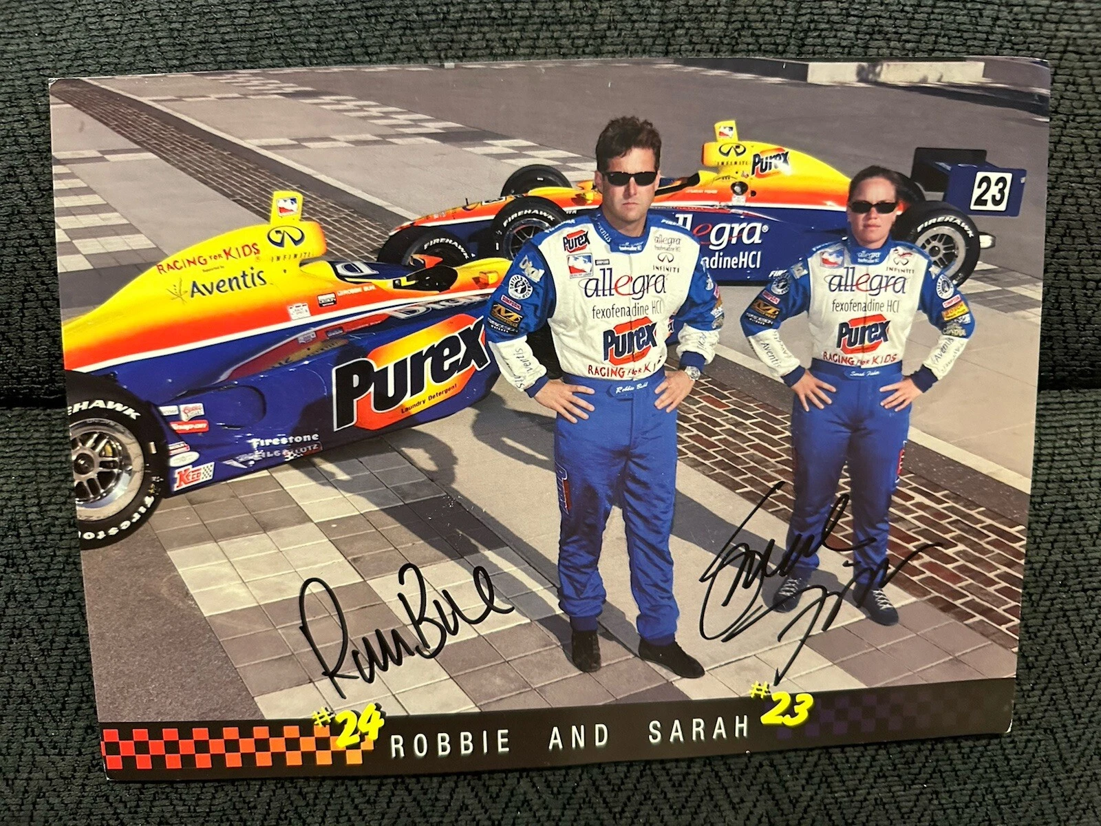 Sarah Fisher Robbie Buhl Signed Indy 500 Car Promo Card Autographed Indianapolis