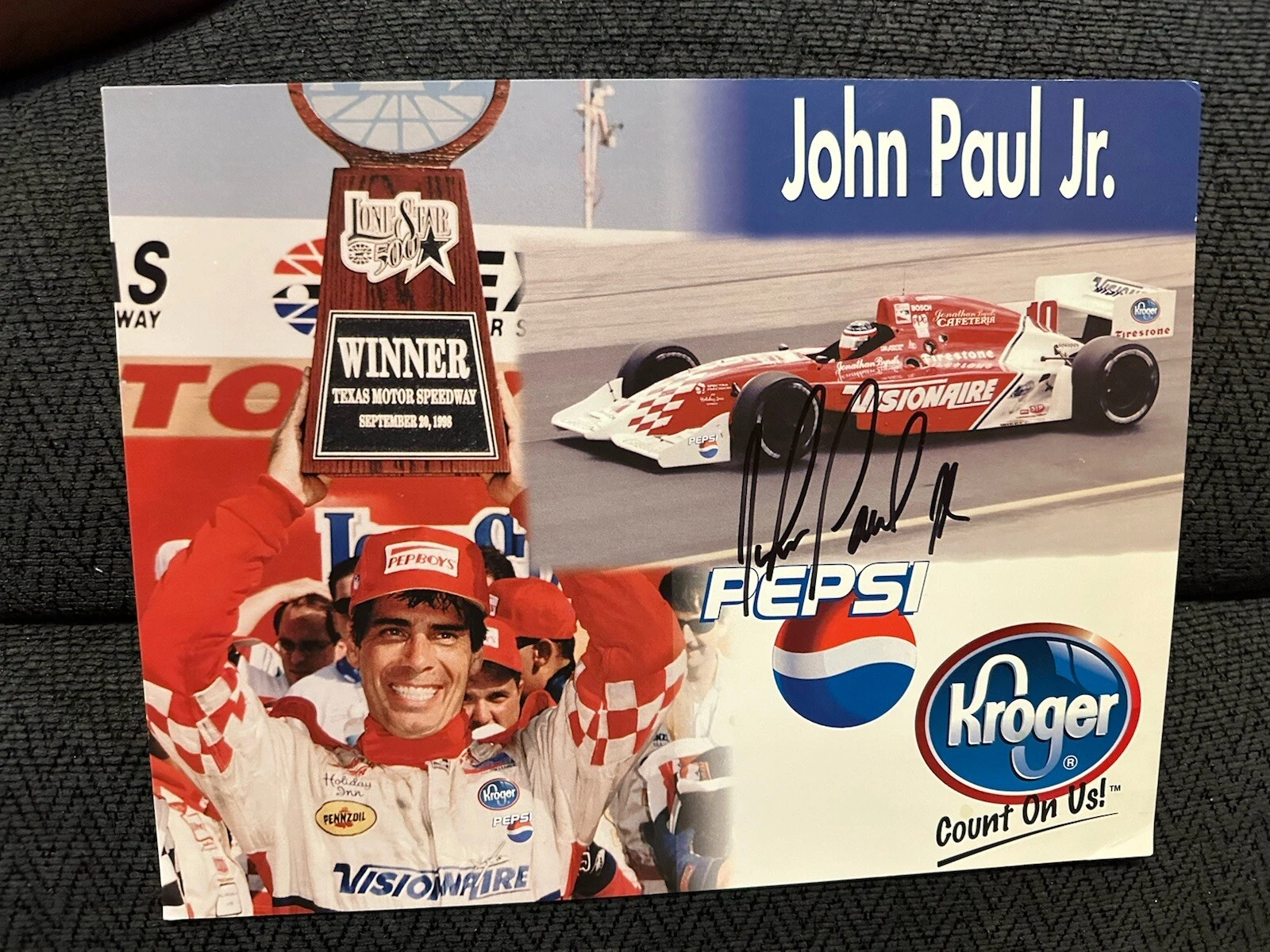 John Paul Jr Promo Card Signed Hero Handout Card Indianapolis 500 Indy Car