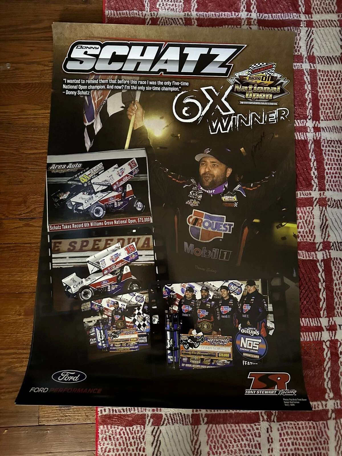 Donny Schatz Signed Poster World Of Outlaws Legend Tony Stewart Racing