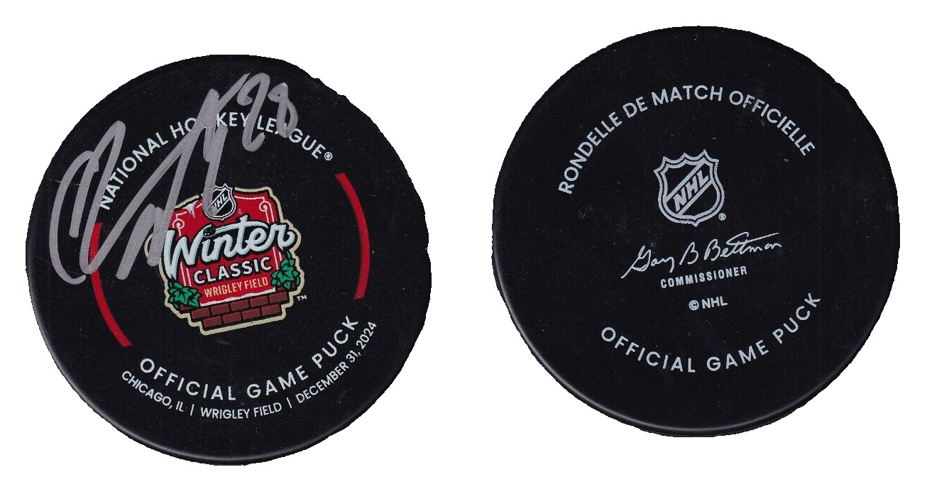 Colton Dach signed (CHICAGO BLACKHAWKS) 2024 WINTER CLASSIC official game puck