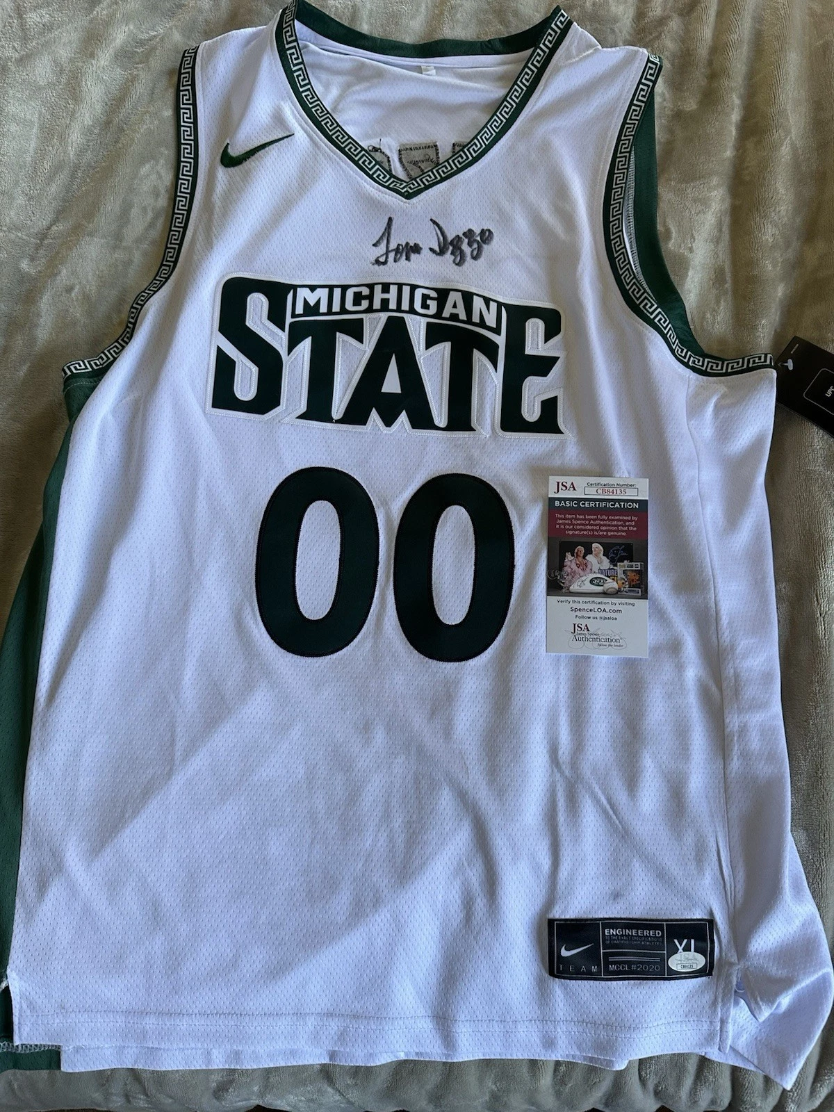 Tom Izzo SIGNED Spartans Jersey Stitched XL JSA Authentication COA See Descript
