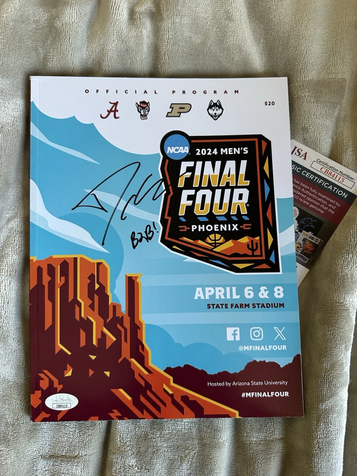 Dan Hurley Signed 2024 NCAA Final Four Program JSA Authentication COA UCONN