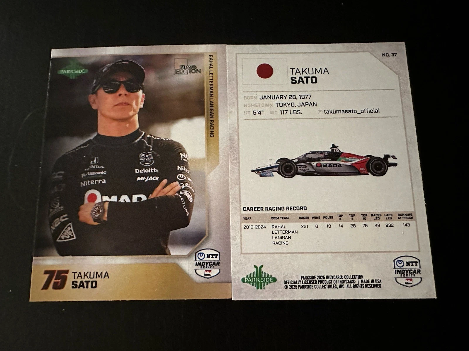 2025 Parkside First Edition Indy Car Trading Card 500 Takuma Sato Signed
