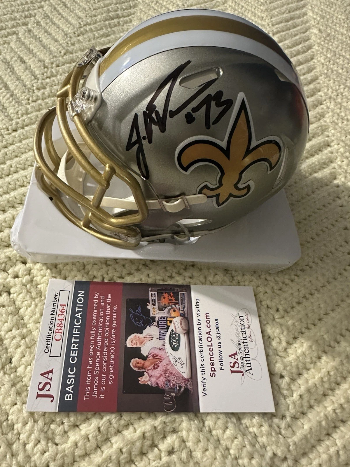 Jahri Evans Signed Mini Helmet New Orleans  Saints JSA Authentication COA
