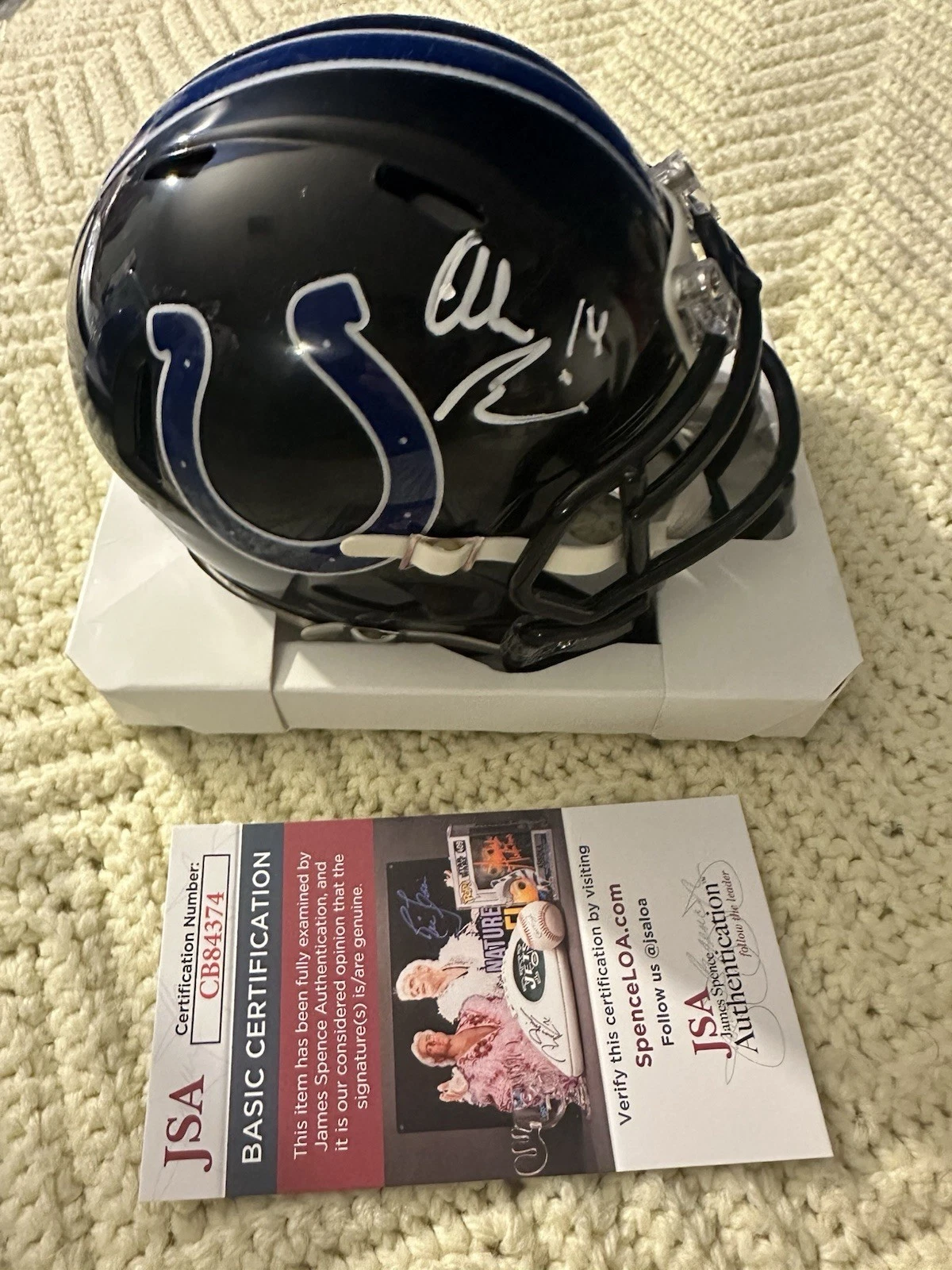 Alex Pierce Signed Indianapolis Colts Mini Helmet JSA Authenticated COA