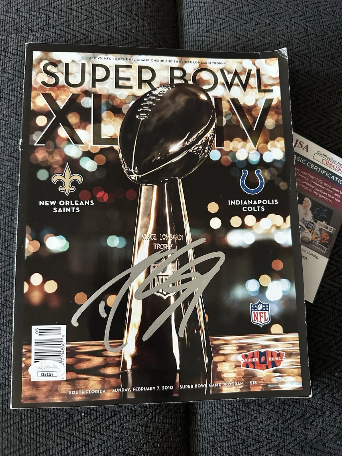 Drew Brees signed Super Bowl XLIV Program JSA Authentication COA *Condition
