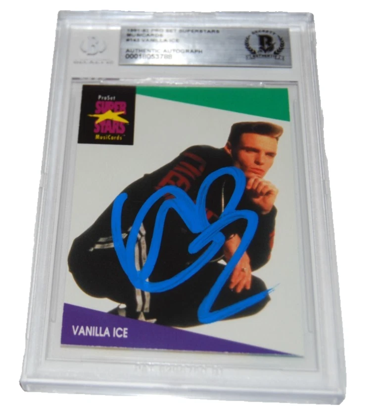 VANILLA ICE SIGNED 1991-92 PRO SET MUSIC CARDS #143 CARD BECKETT 00018053788 COLLECTIBLE MEMORABILIA