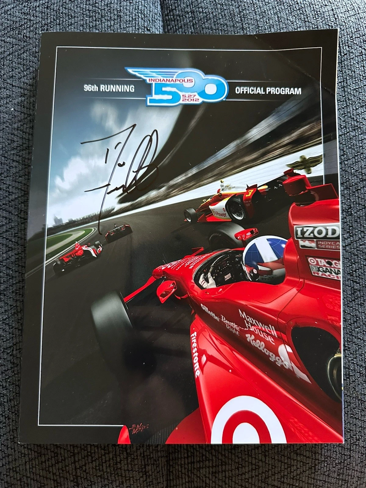2012 Indy 500 Program Signed By Winner Dario Franchitti Indianapolis Bent Corner