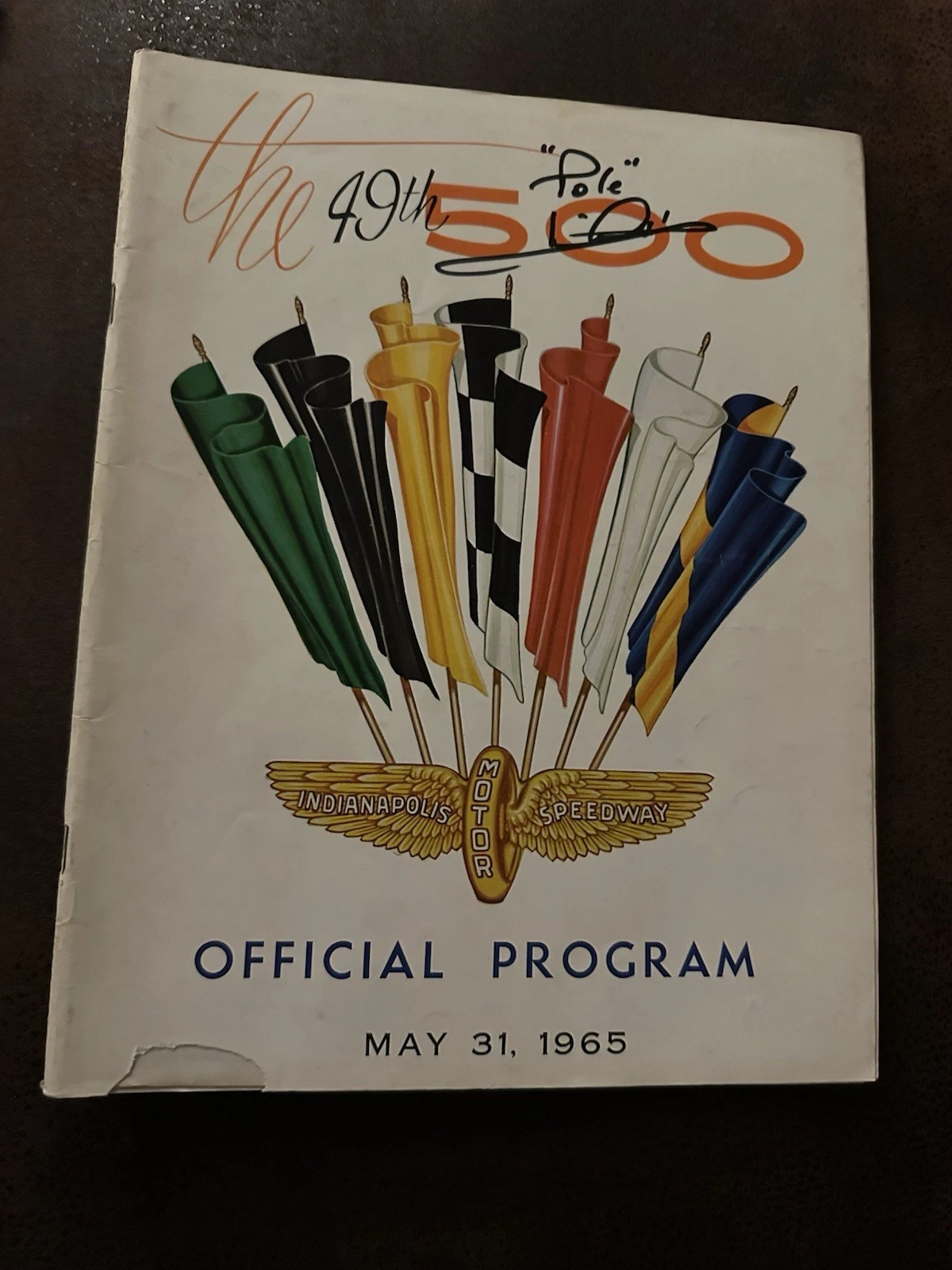 1965 INDY 500 PROGRAM SIGNED BY POLE WINNER MARIO ANDRETTI INDIANAPOLIS COLLECTIBLE MEMORABILIA