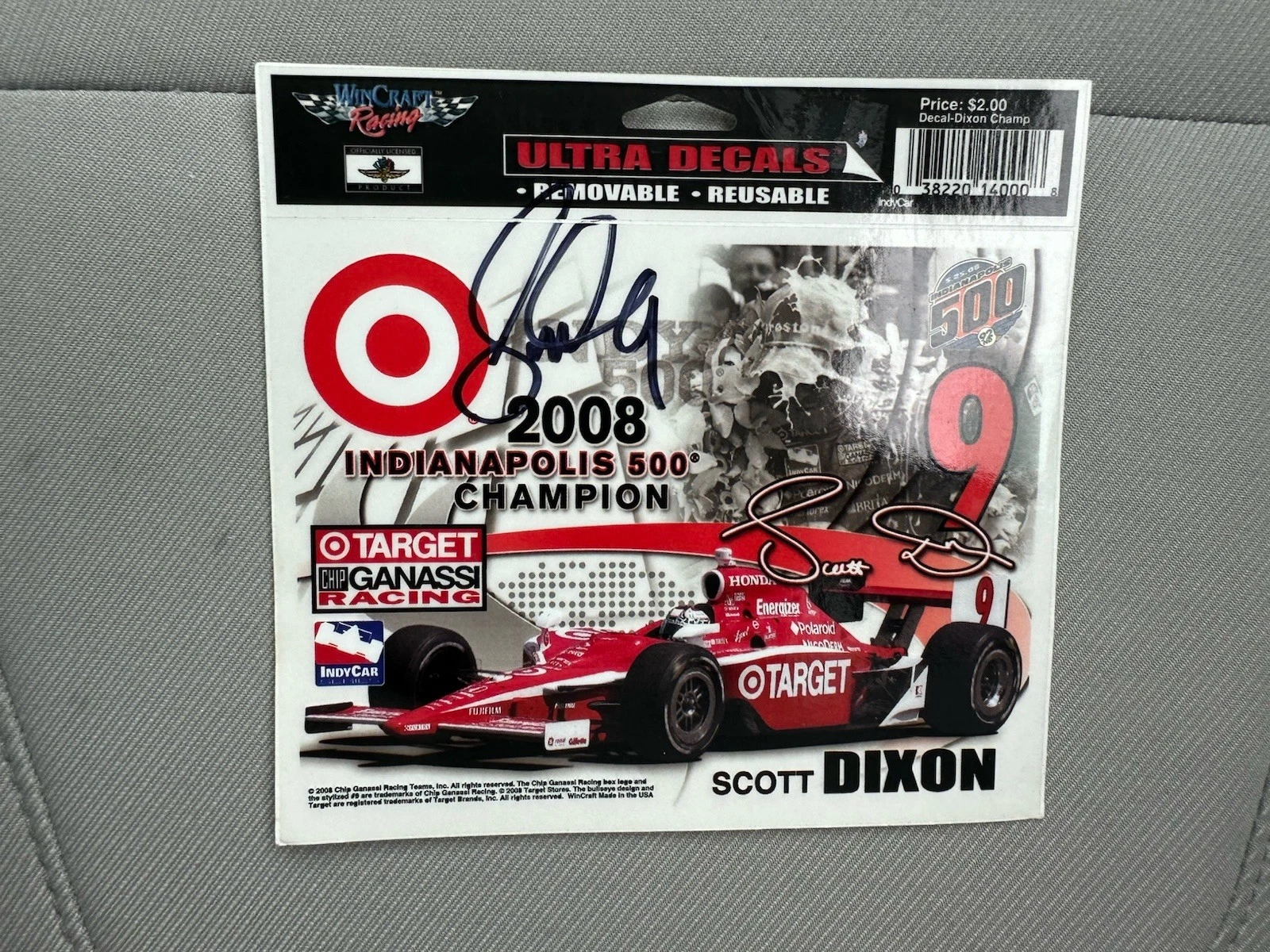 Scott Dixon Signed 2008 Indy 500 Sticker Decal Autographed Indianapolis
