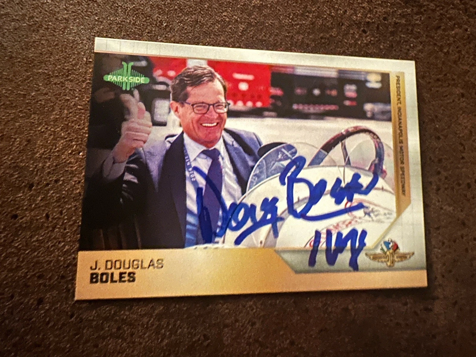 2025 Parkside Indy Car Trading Promo Card 500 Signed Doug Boles IMS President