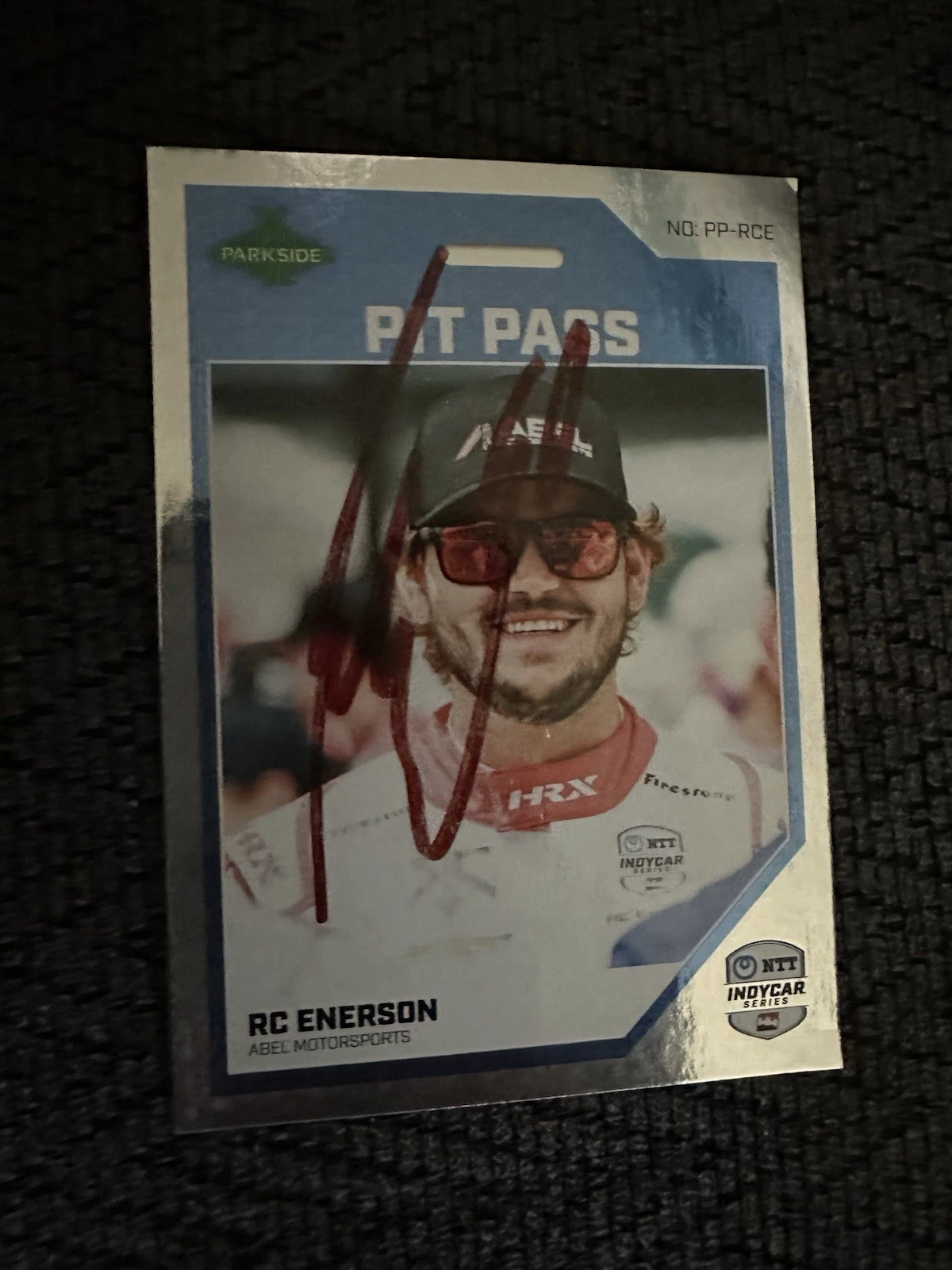 2024 Parkside Indy Car Trading Card 500 Signed RC Enerson Pit Pass