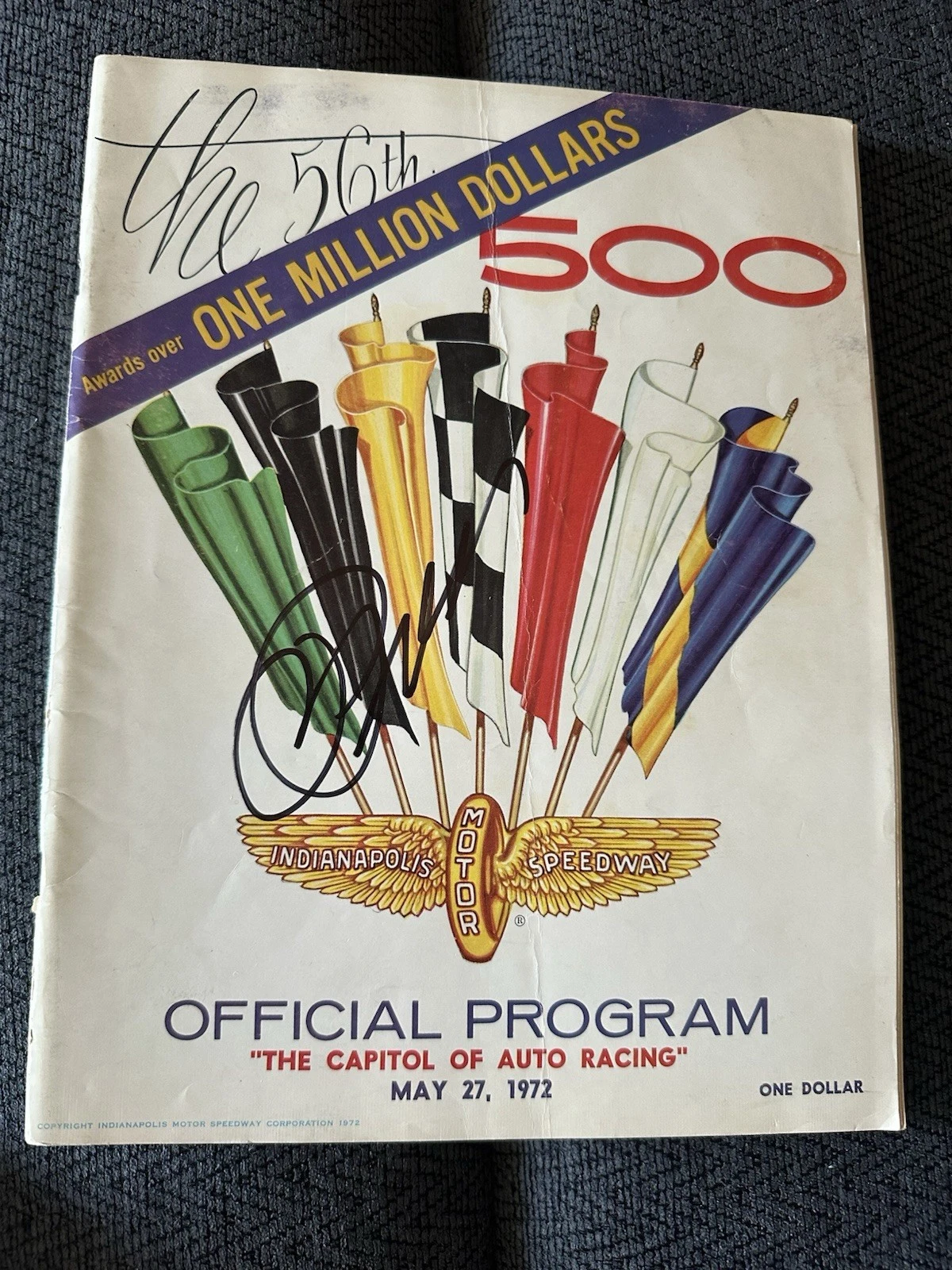 Roger Penske Signed 1972 Indy Car Program Winning Owner Indianapolis 500