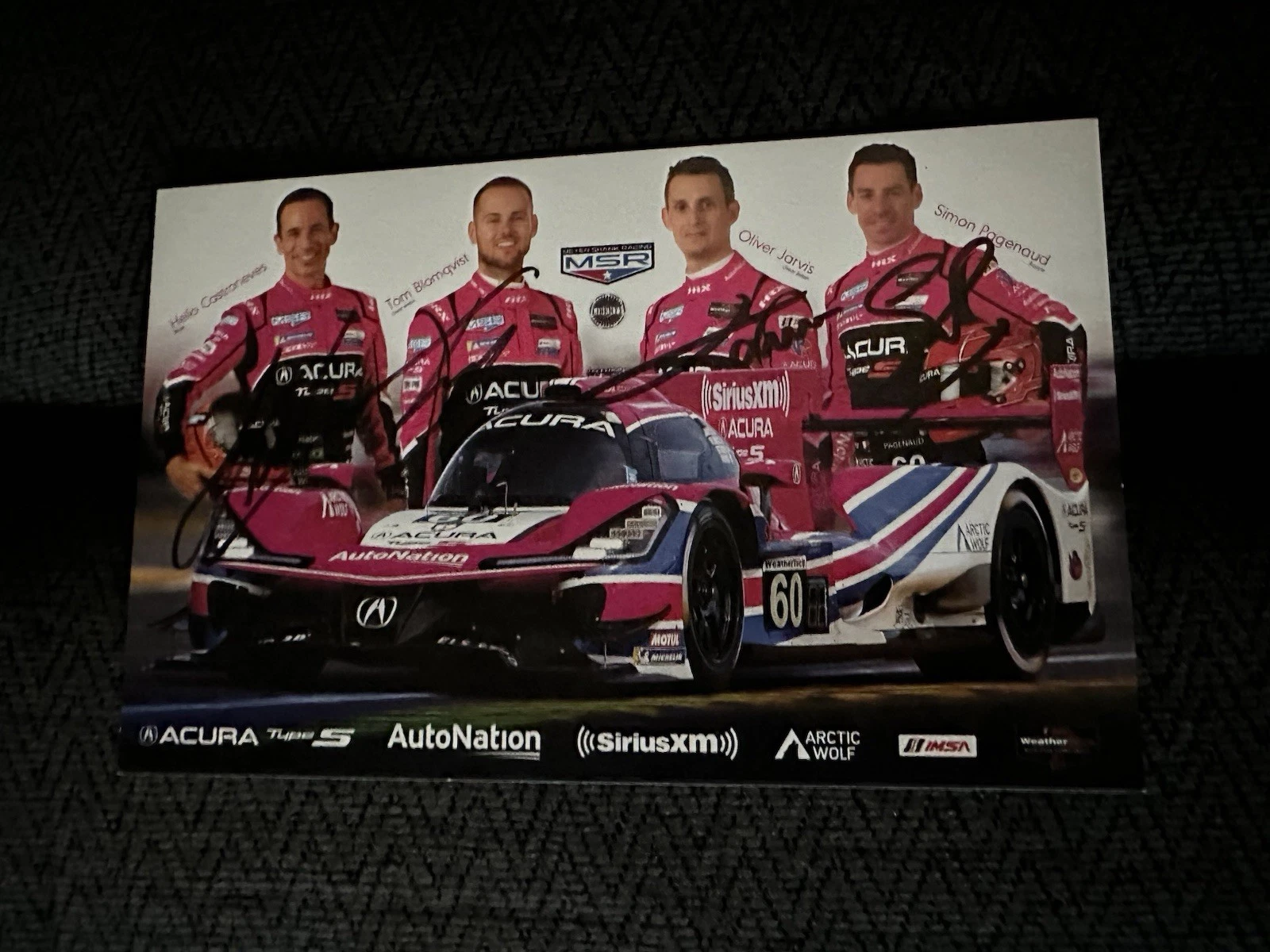 Helio Castroneves Simon Pagenaud Tom Blomqvist Signed Promo Hero Card IMSA