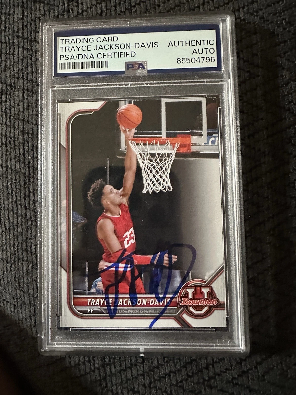 Trayce Jackson Davis Signed 2022 Bowman U #42 Trading Card PSA /DNA Slab COA RC