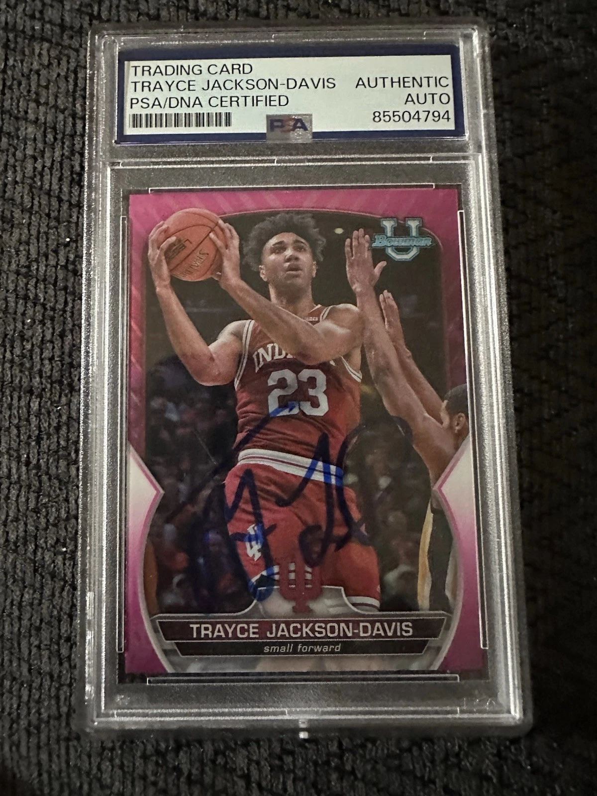 Trayce Jackson Davis Signed 2023 Bowman U #40 Trading Card PSA /DNA Slab COA