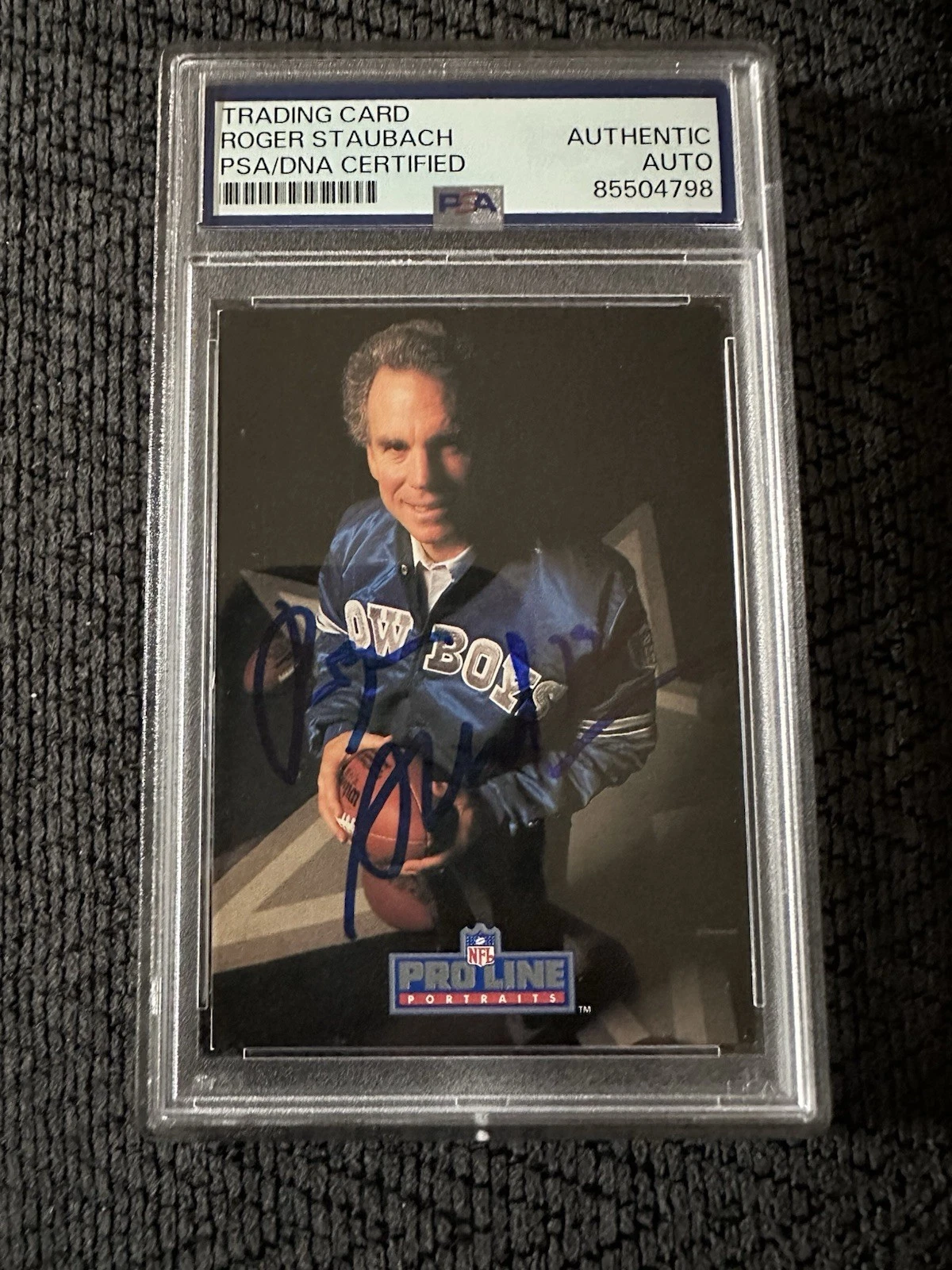 Roger Staubach Signed 1991 Pro Line Portraits #85 Trading Card PSA /DNA Slab COA