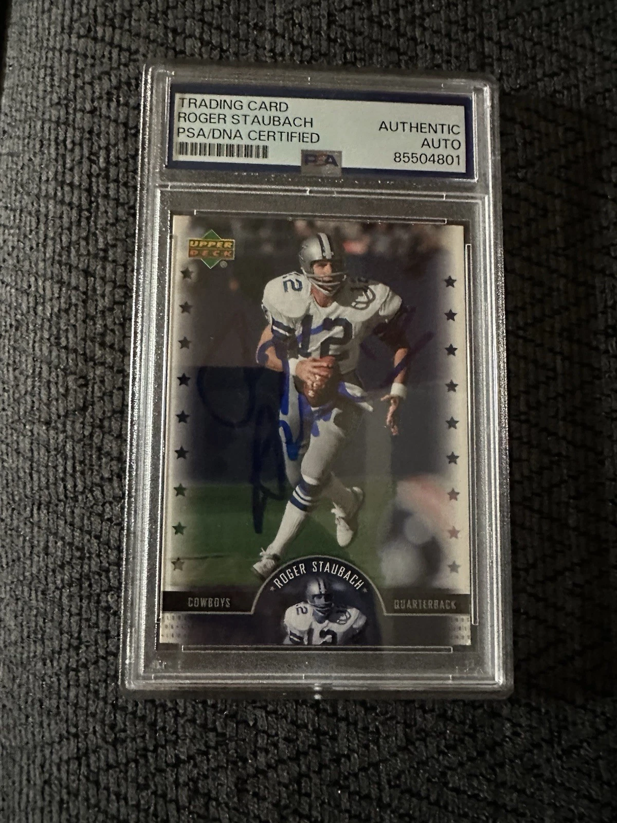 Roger Staubach Signed 2005 UD Legends #88 Trading Card PSA /DNA Slab COA