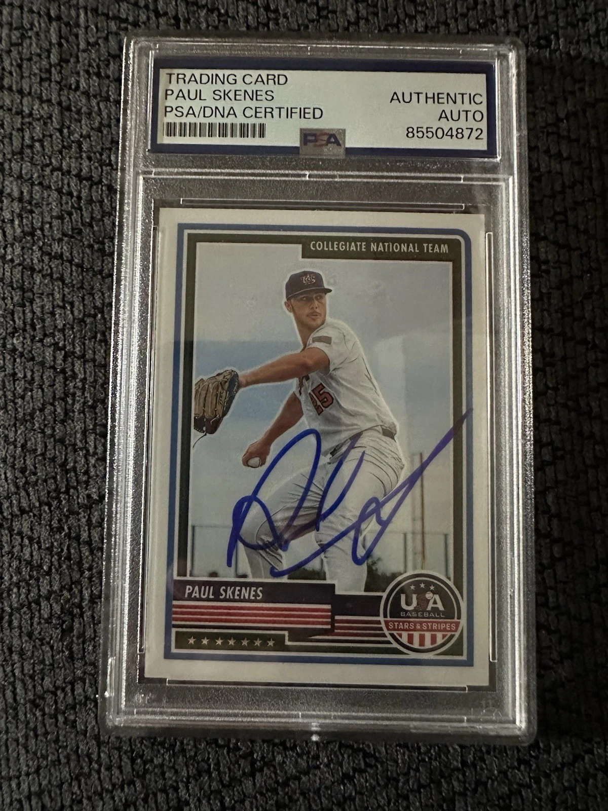 Paul Skenes Signed 2023 USA Collegiate Baseball Card #80 PSA /DNA Slab COA RC