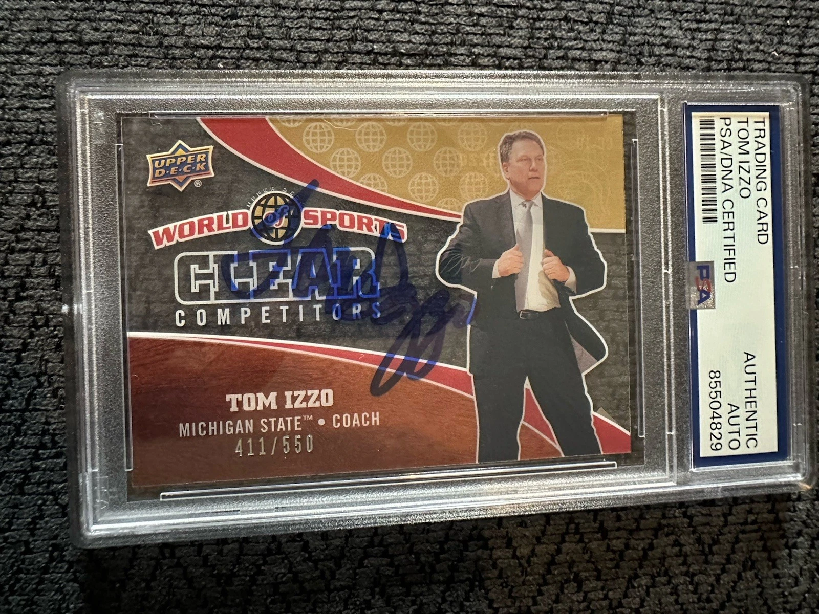 Tom Izzo Signed 2010 UD World Of Sports #CC-10 Card PSA /DNA