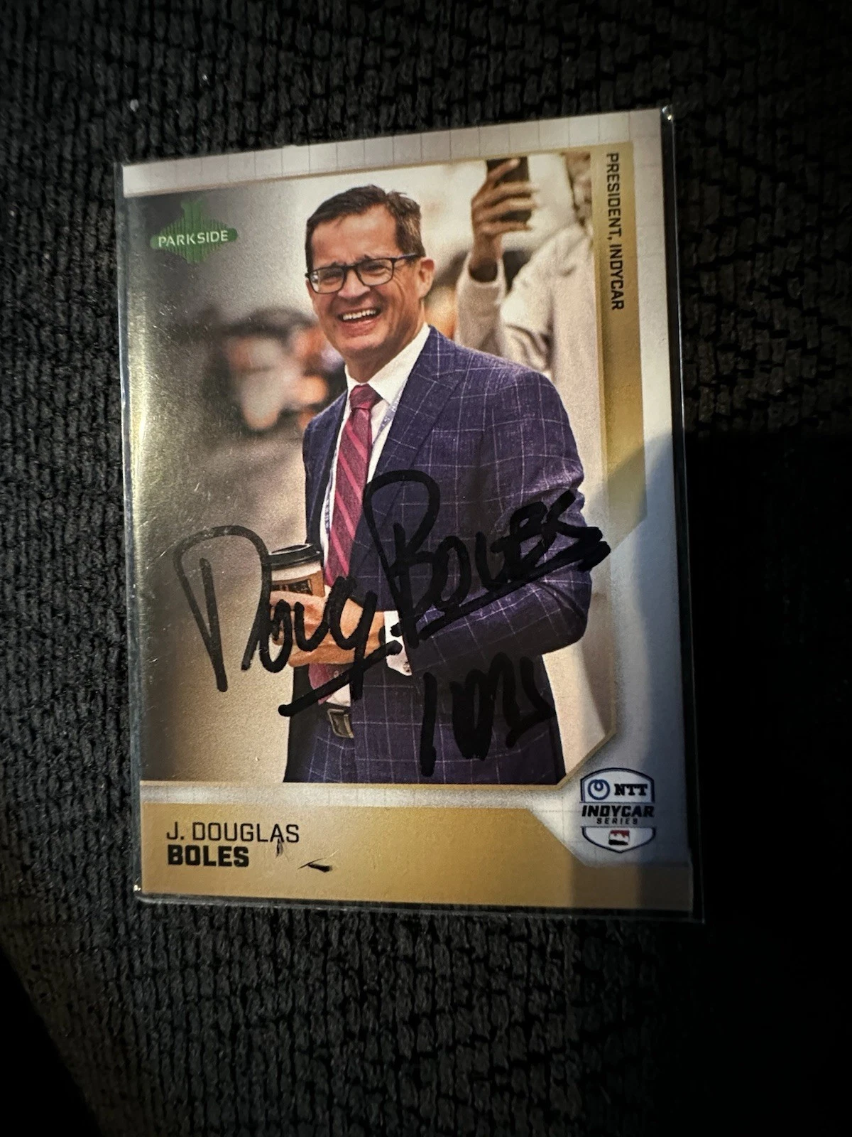 2025 Parkside Indy Car Trading Promo Card 500 Signed Doug Boles IMS President