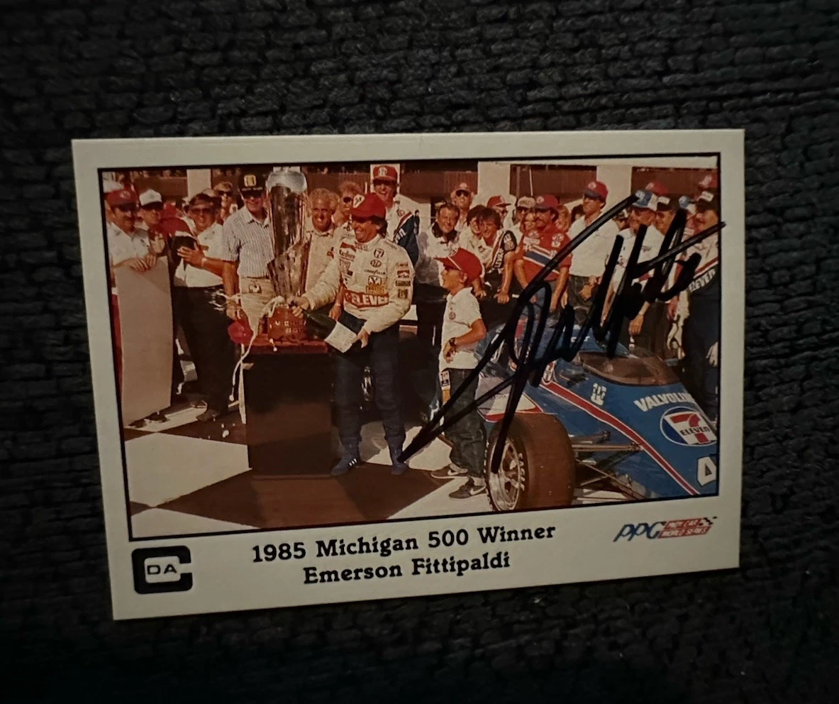 SIGNED TRADING CARD INDY CAR INDIANAPOLIS 500 EMERSON FITTIPALDI COLLECTIBLE MEMORABILIA