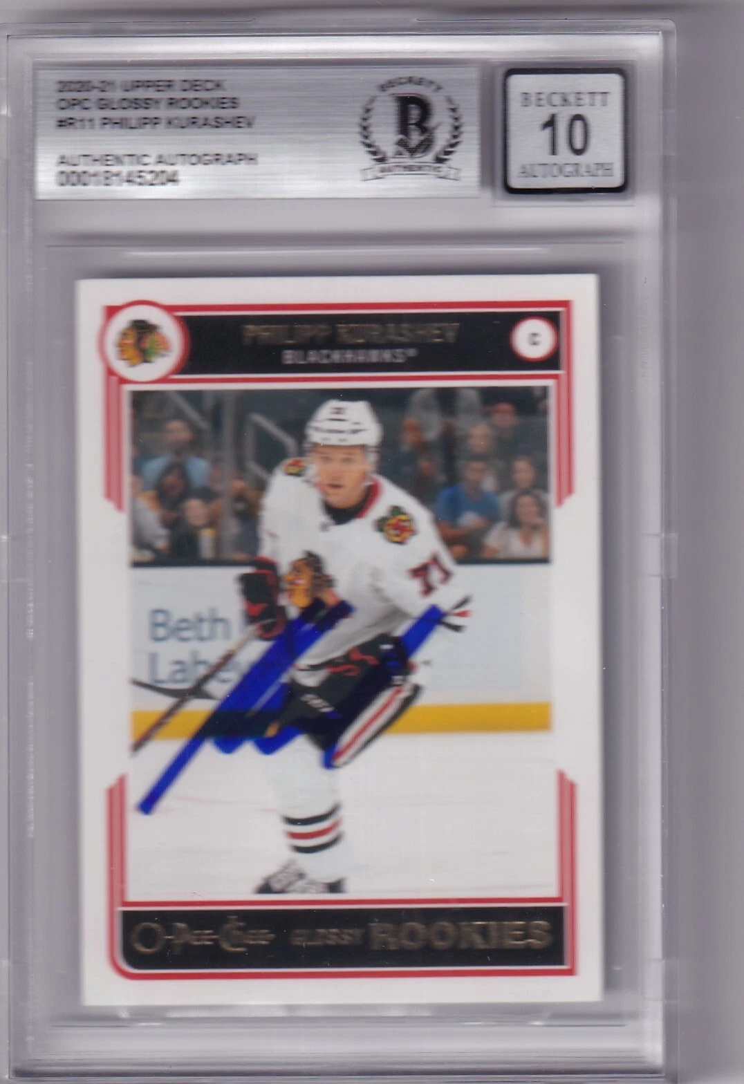PHILIPP KURASHEV signed 2020-21 UD RC card *BLACKHAWKS* BECKETT 00018145204 10