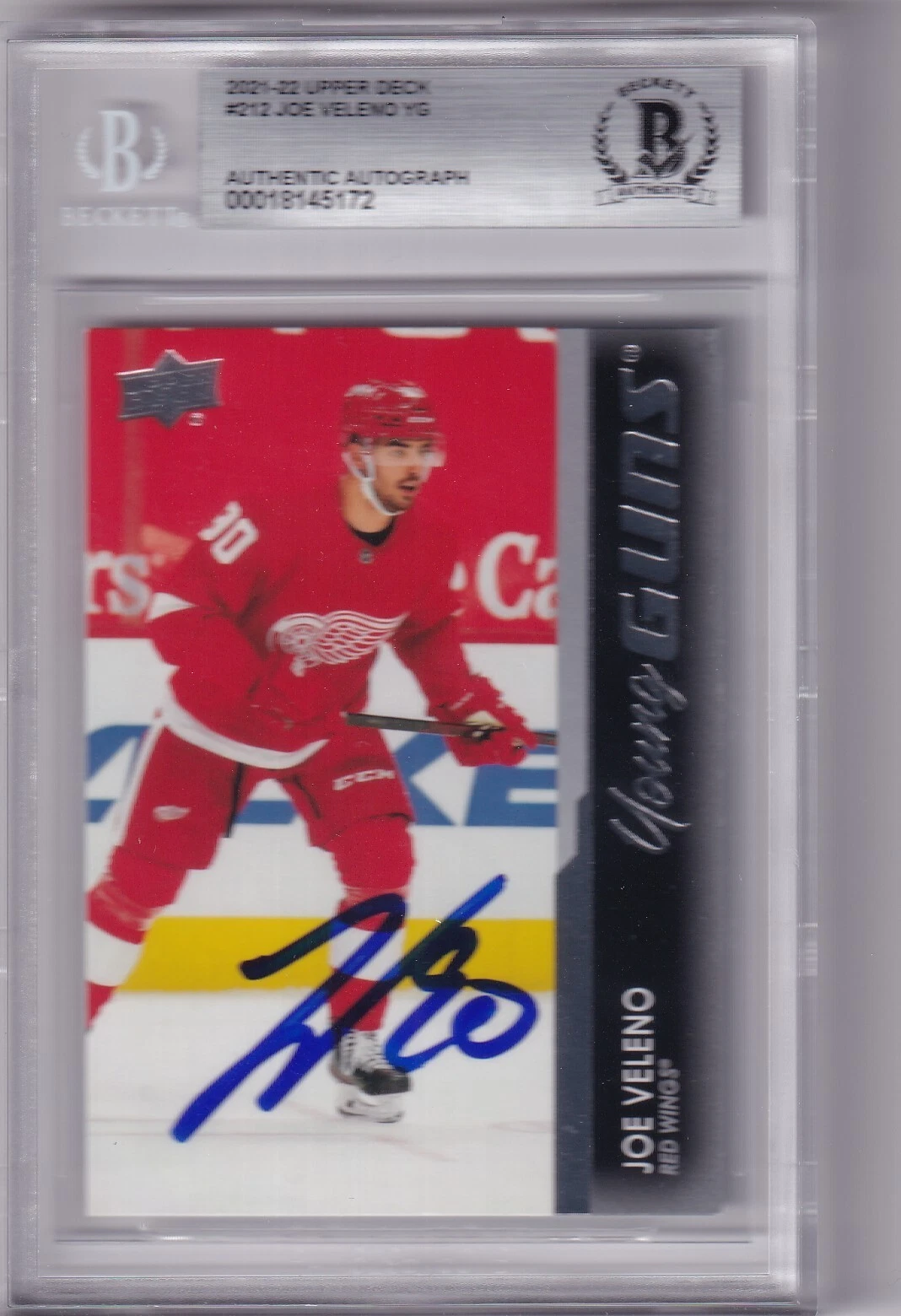 JOE VELENO signed 20-21 UD Young Guns YG RC card BLACKHAWKS BECKETT 00018145172