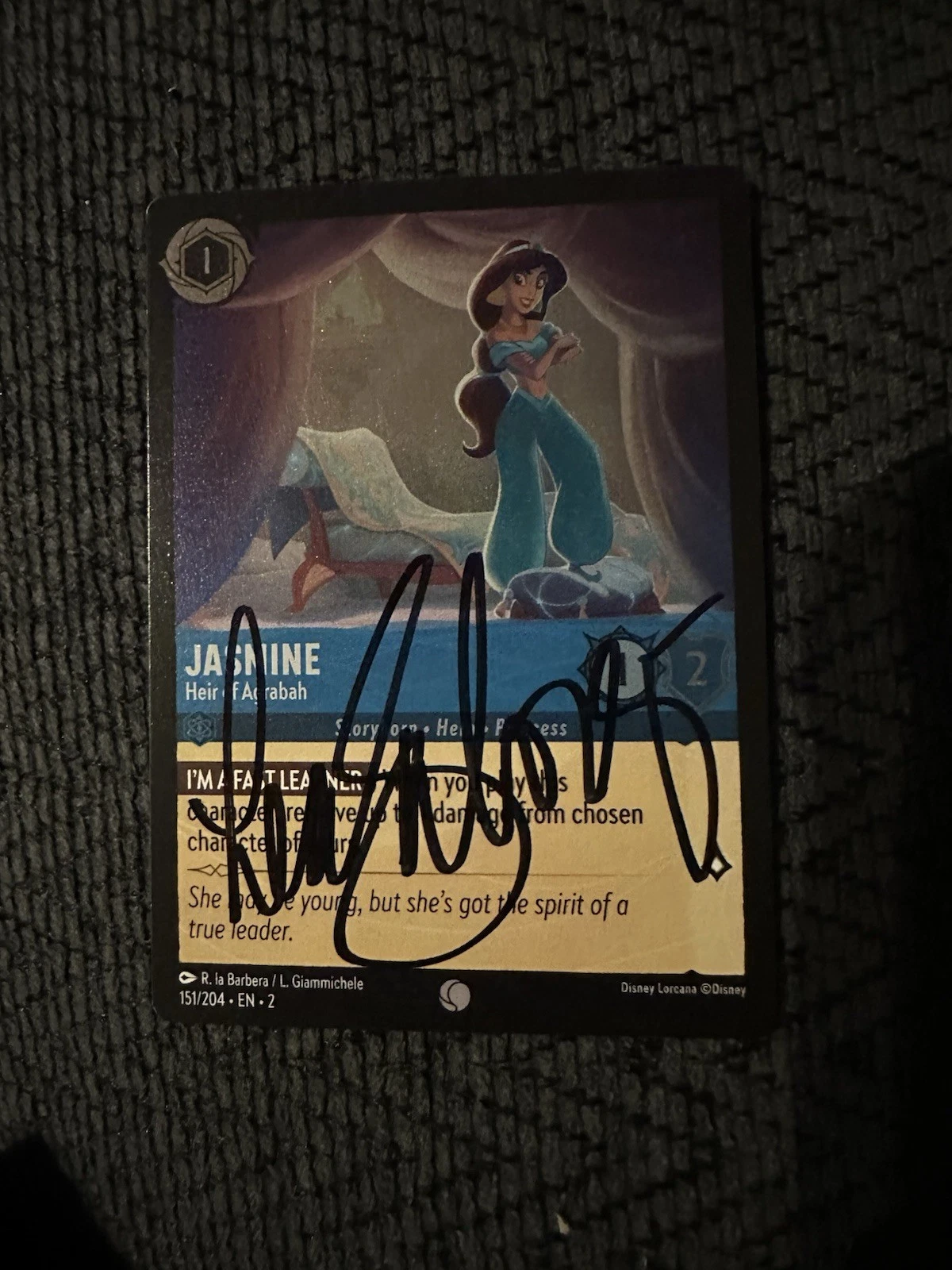 Lea Salonga Signed Trading Card Disney Jasmine Aladdin
