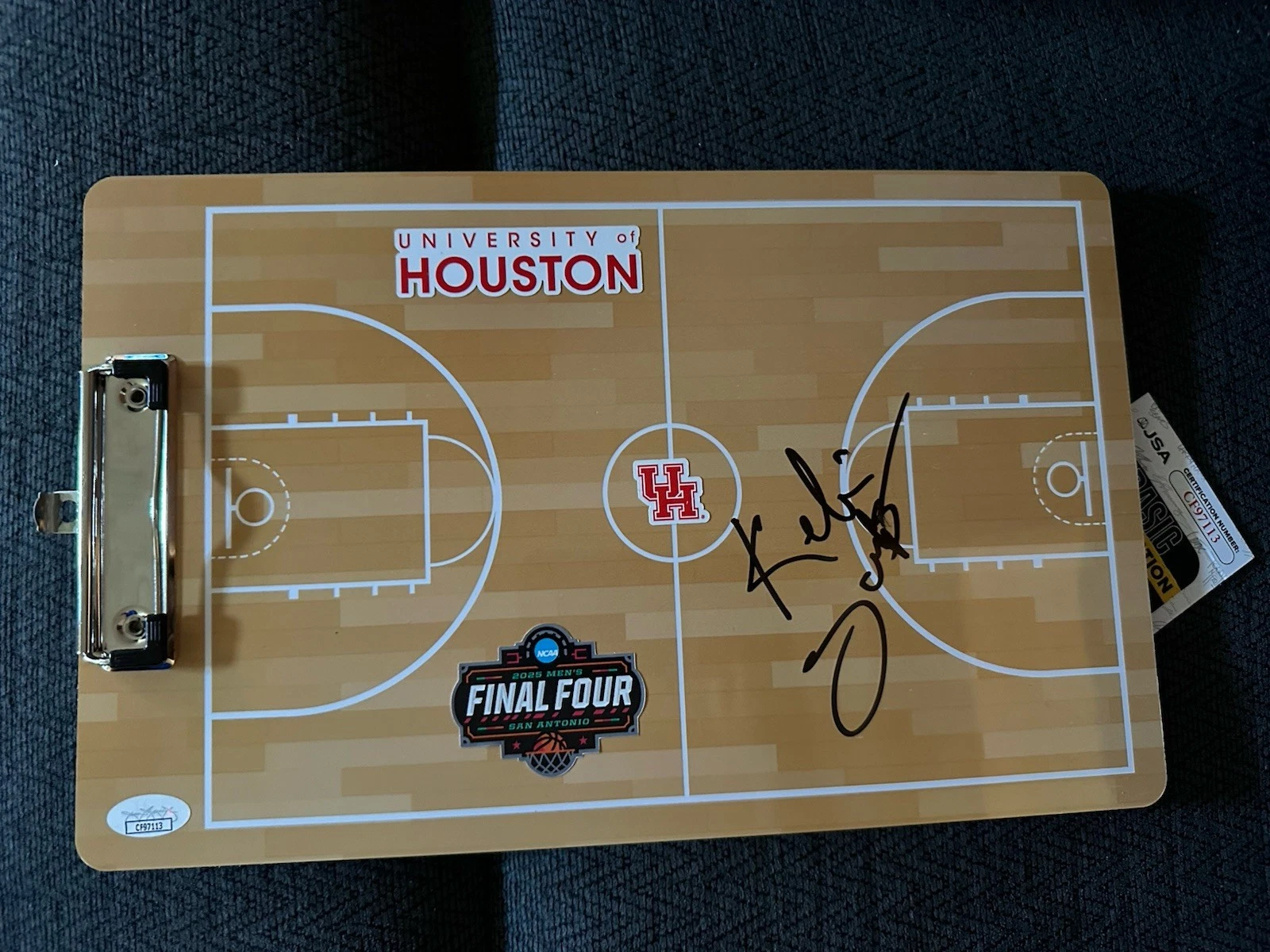Coach Kelvin Sampson Signed Clip Board JSA Authentication COA Houston 2025 FF