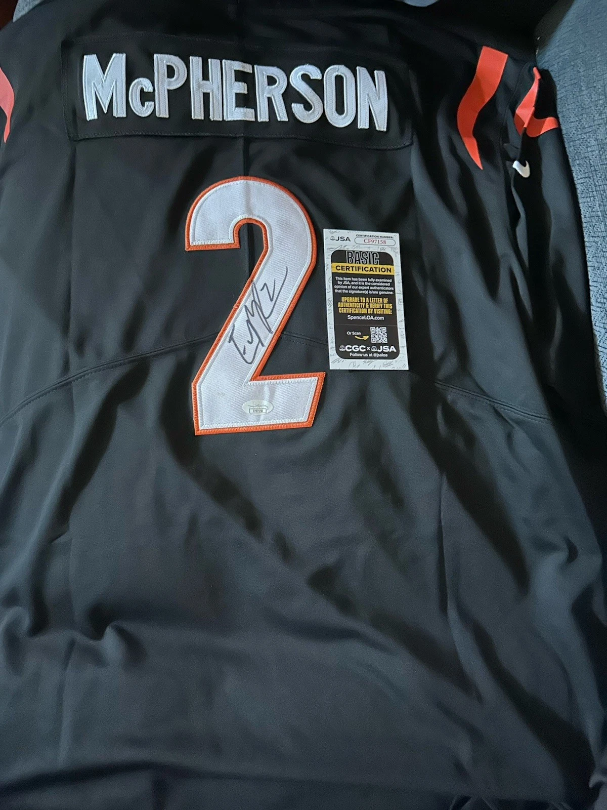 Evan McPherson SIGNED Bengals Jersey Stitched XL JSA Authentication COA