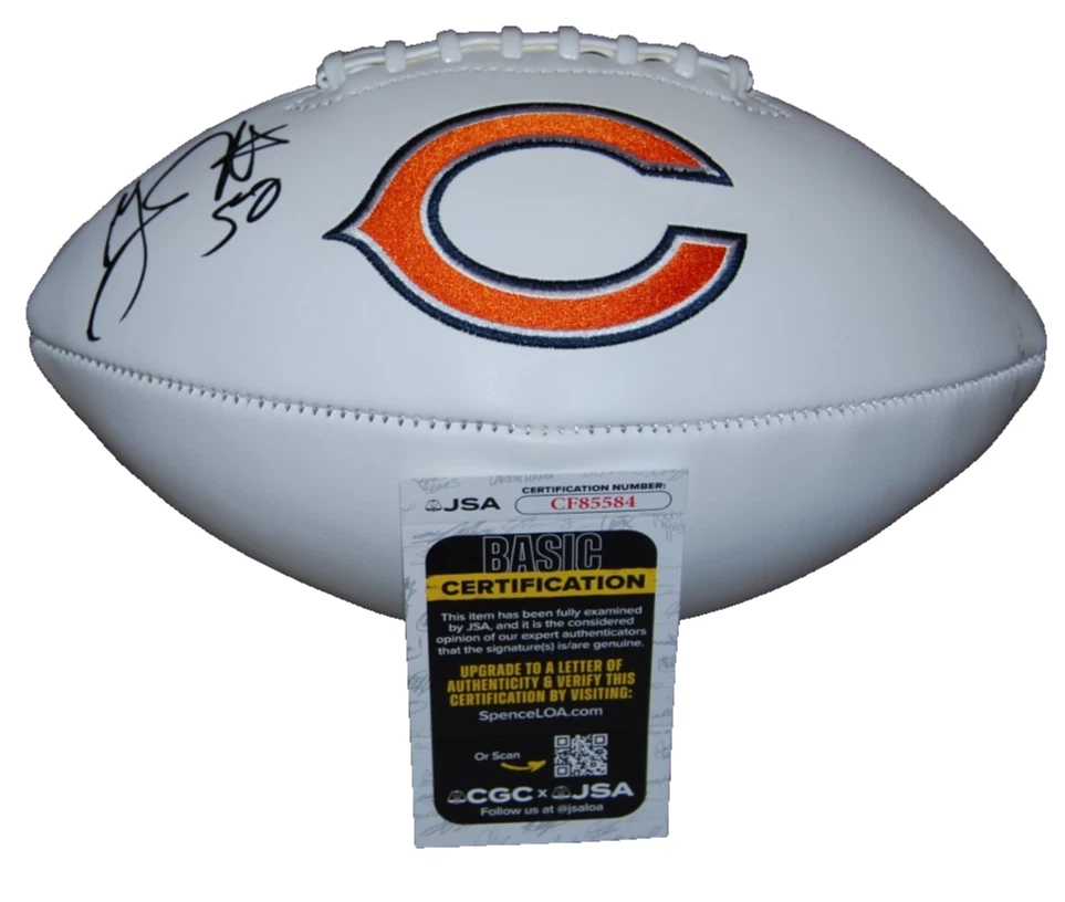 GRADY JARRETT signed (CHICAGO BEARS) full size white logo football JSA CF85584
