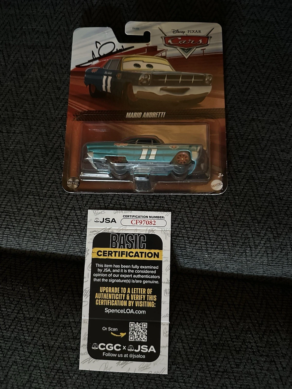 Mario Andretti Signed 1:64 Cars Movie Diecast JSA Authenticated COA Indy 500