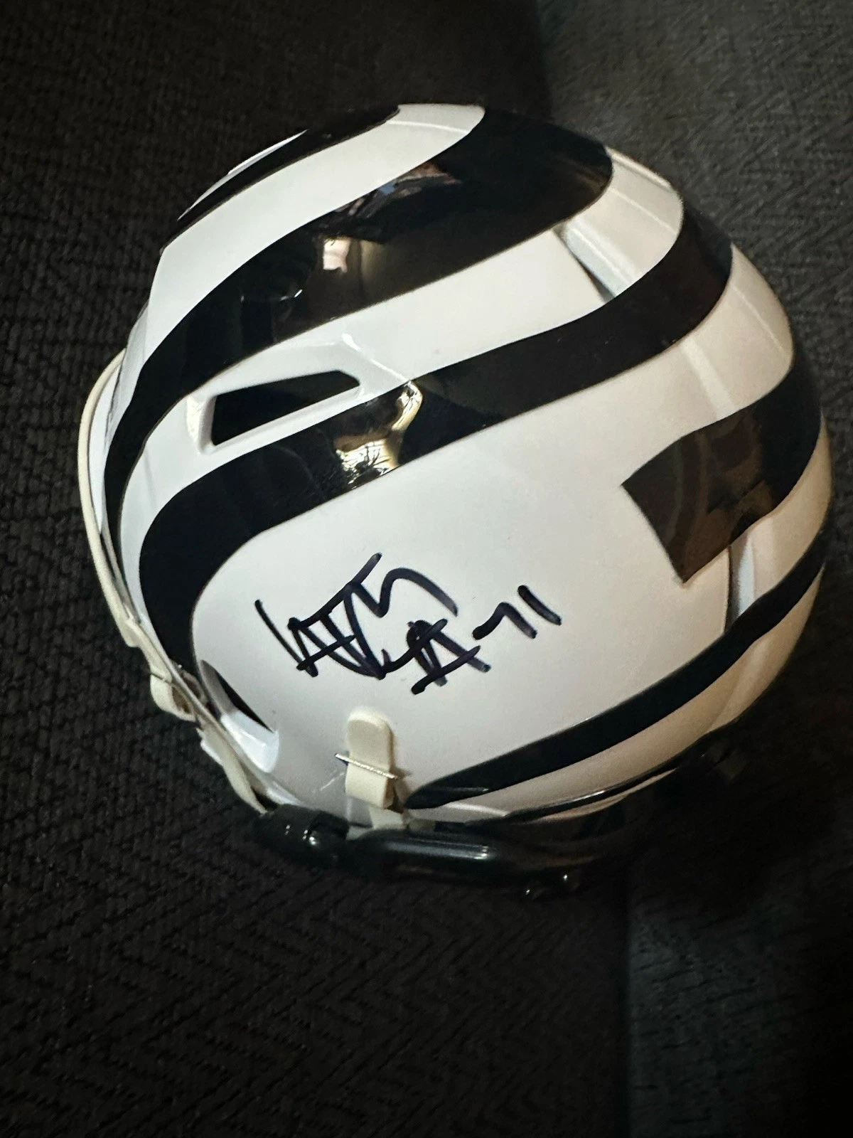 Amarius Mims Signed Cincinnati Bengals White  Mini Helmet Autographed
