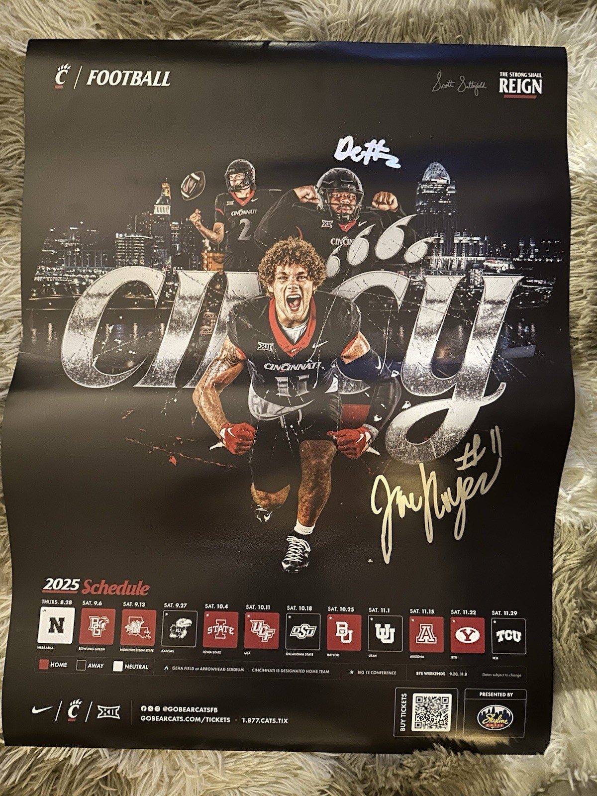 2025 Cincinnati Bearcats Football Signed Poster Don't Corleone & Joe Royer